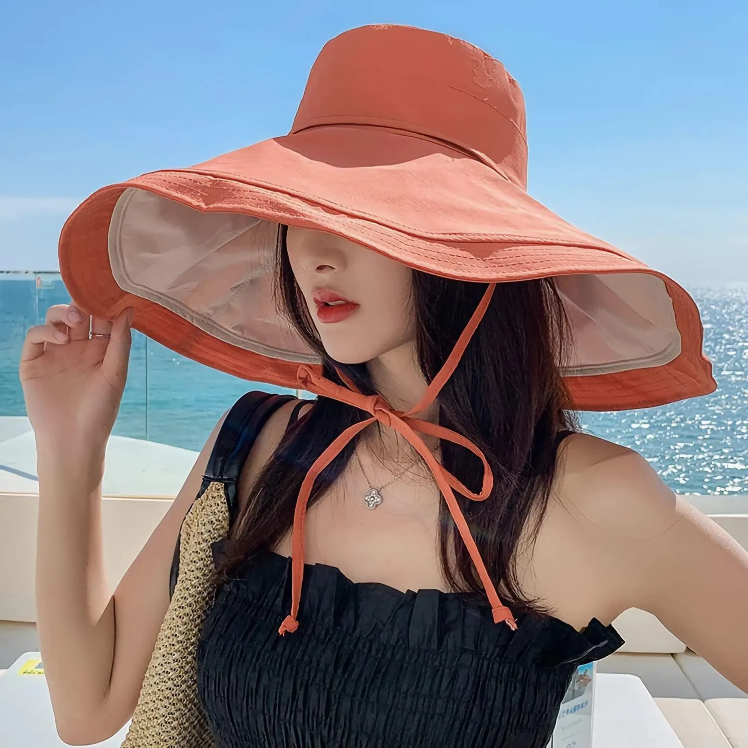 HUAMULAN Women Wide Brim Summer Sun Hat Wired Edge Beach Bucket Fishing Hats Reversible Foldable Travel UV Protection