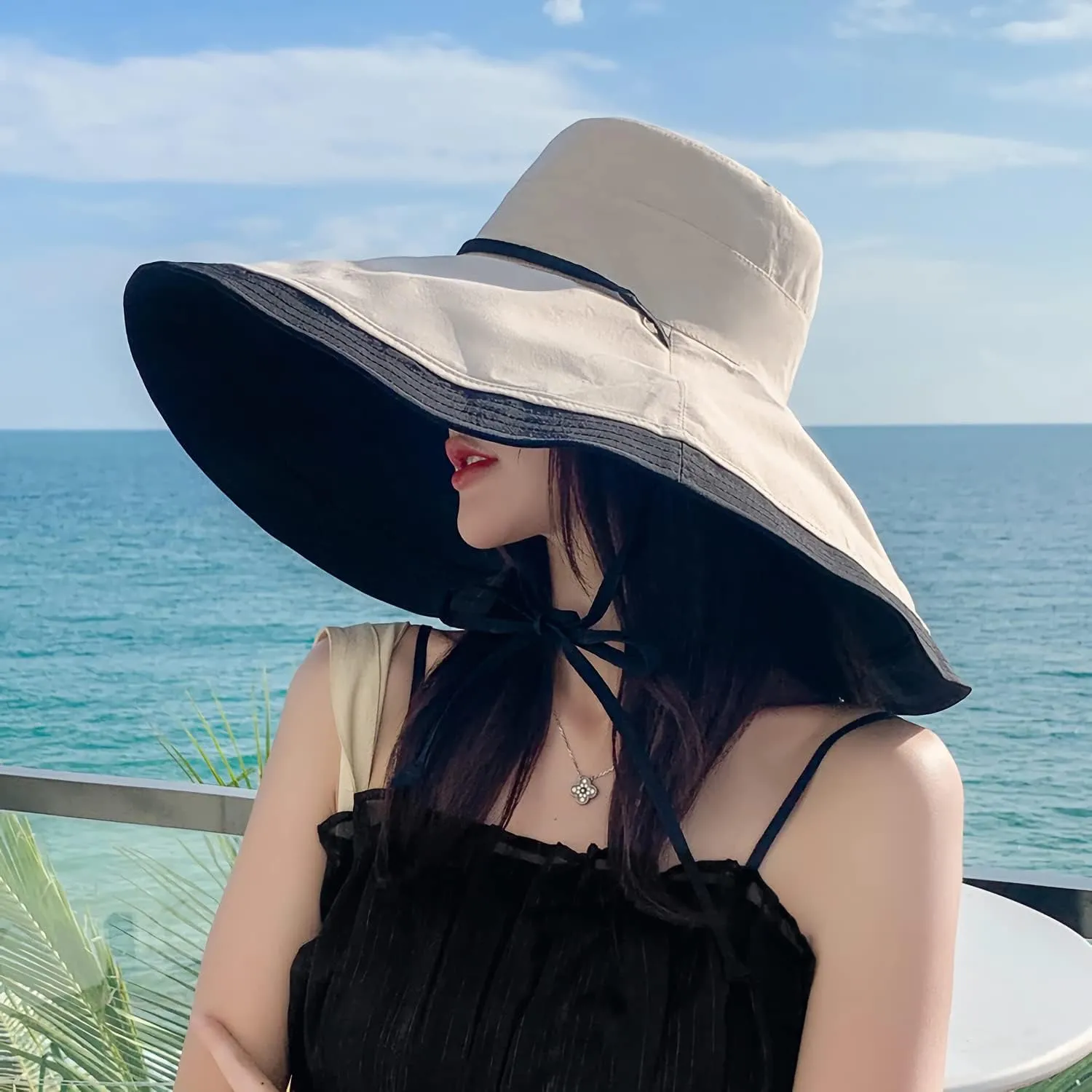 HUAMULAN Women Wide Brim Summer Sun Hat Wired Edge Beach Bucket Fishing Hats Reversible Foldable Travel UV Protection