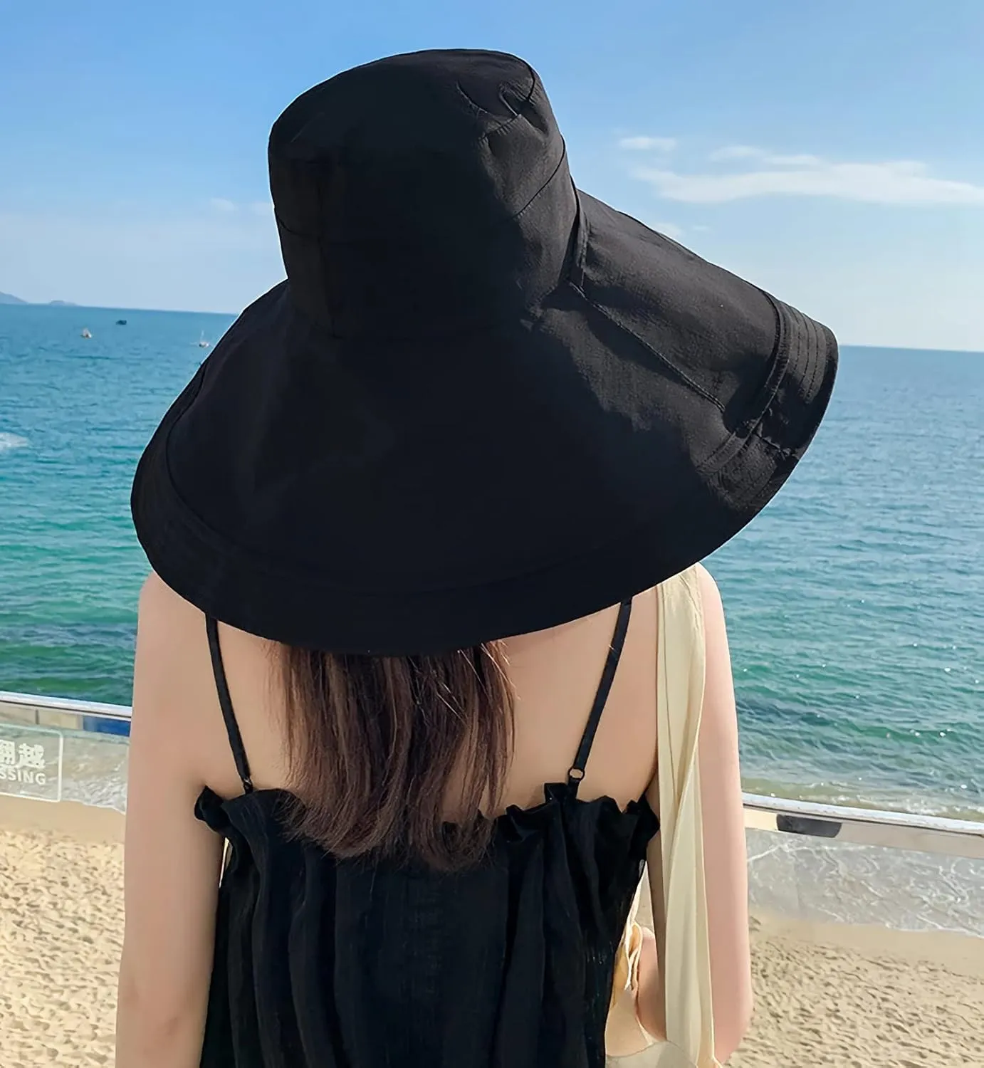 HUAMULAN Women Wide Brim Summer Sun Hat Wired Edge Beach Bucket Fishing Hats Reversible Foldable Travel UV Protection