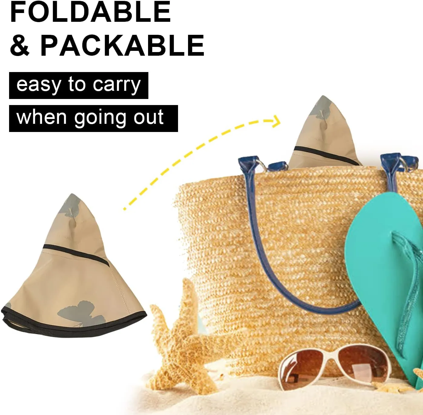 HUAMULAN Women Wide Brim Summer Sun Hat Wired Edge Beach Bucket Fishing Hats Reversible Foldable Travel UV Protection