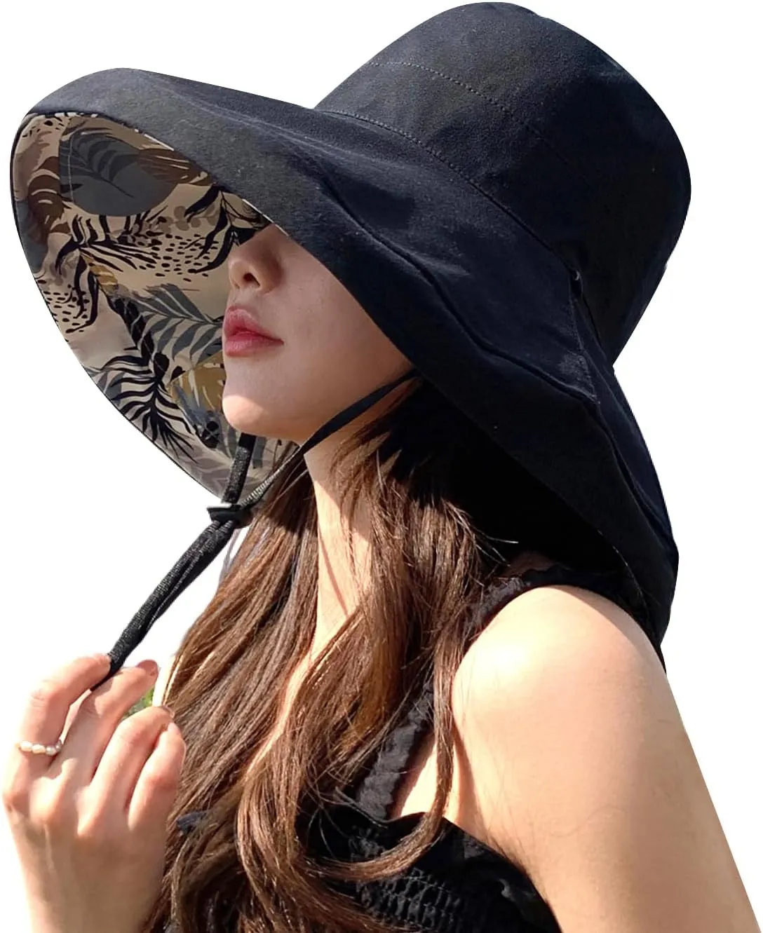 HUAMULAN Women Wide Brim Summer Sun Hat Wired Edge Beach Bucket Fishing Hats Reversible Foldable Travel UV Protection