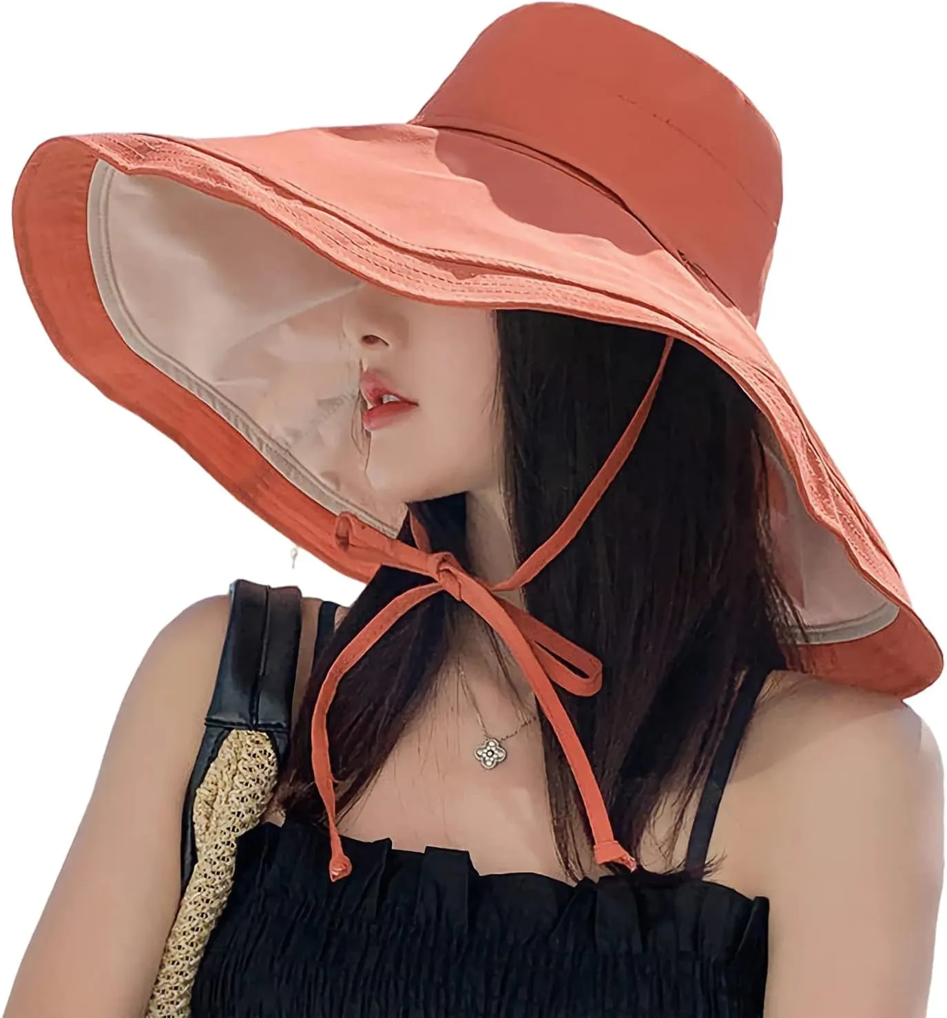 HUAMULAN Women Wide Brim Summer Sun Hat Wired Edge Beach Bucket Fishing Hats Reversible Foldable Travel UV Protection