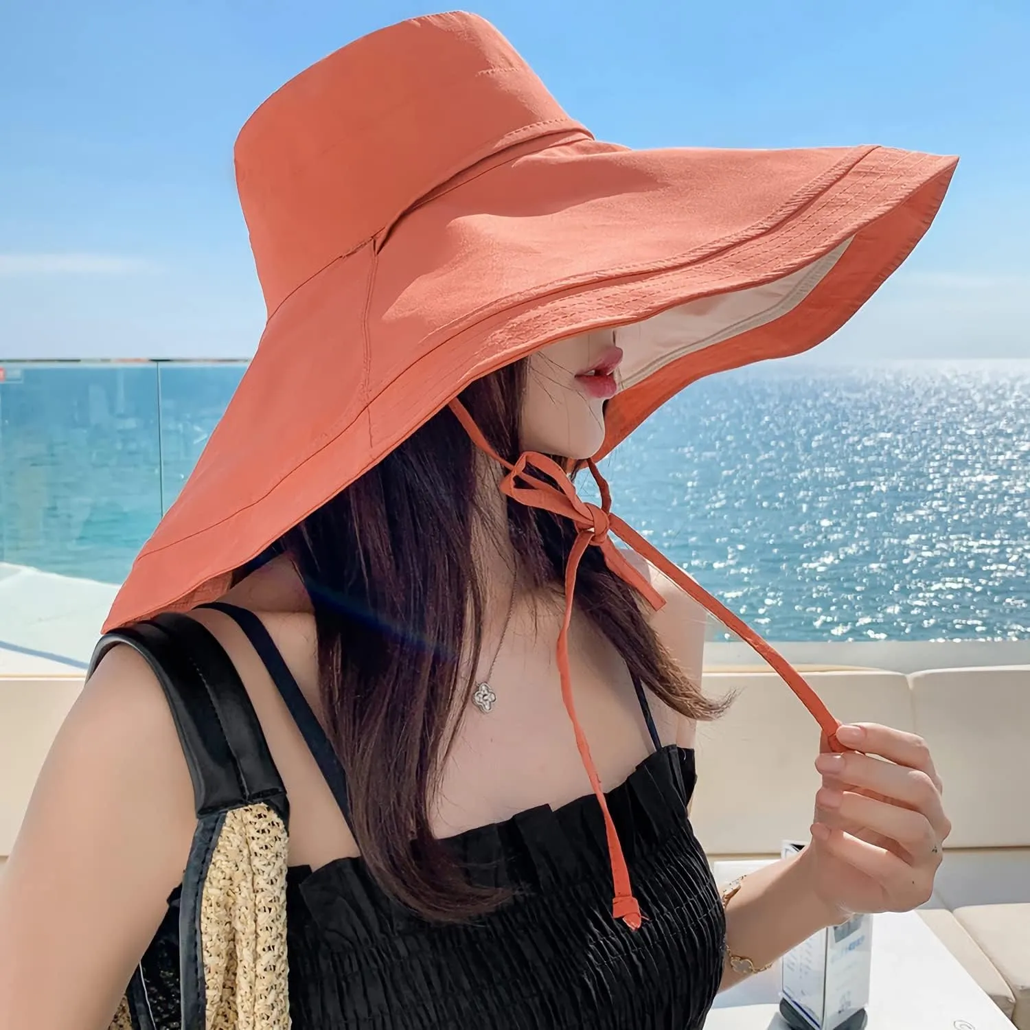 HUAMULAN Women Wide Brim Summer Sun Hat Wired Edge Beach Bucket Fishing Hats Reversible Foldable Travel UV Protection