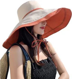 HUAMULAN Women Wide Brim Summer Sun Hat Wired Edge Beach Bucket Fishing Hats Reversible Foldable Travel UV Protection
