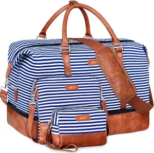 IBFUN Weekender Bags for Women - 21" Travel Duffle with Shoe Compartment - Carry On Overnight Duffel for Weekend Travel & Business Trips, 3PCS