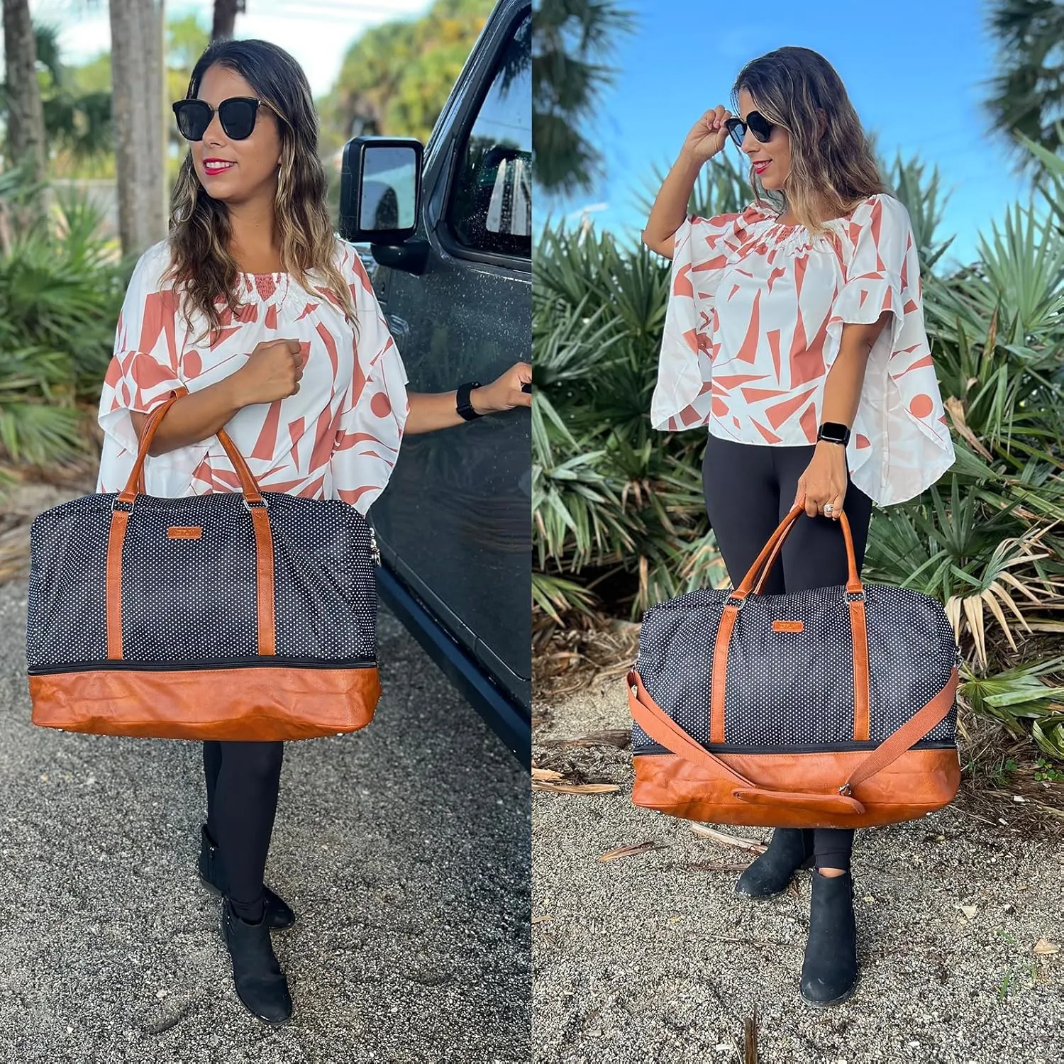 IBFUN Weekender Bags for Women, 21" Weekender Travel Bag, Travel Duffle Bag with Shoe Compartment Carry on Overnight Duffel Bag for Weekend Travel Business Trip