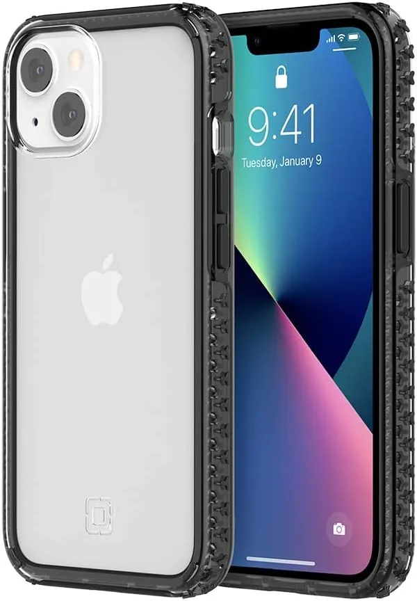 Incipio Grip Case for iPhone 13 – Slim Shockproof Protective Case with Anti-Slip Texture, Scratch-Resistant Finish, 14ft Drop Protection, Wireless Charging Compatible Black/Clear