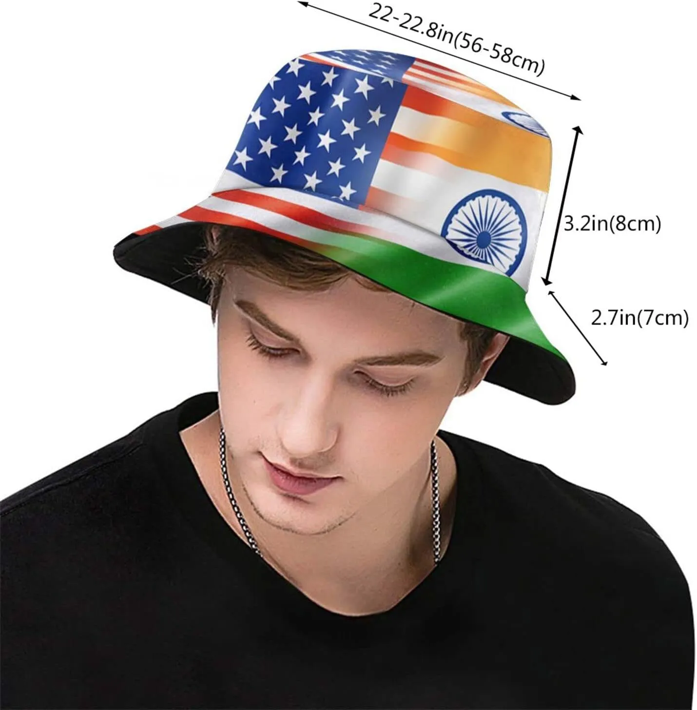 India Flag Indian Bucket Hat Packable Sun Protection Wide Brim Hats Outdoor Summer Travel Fisherman Hats for Men Women