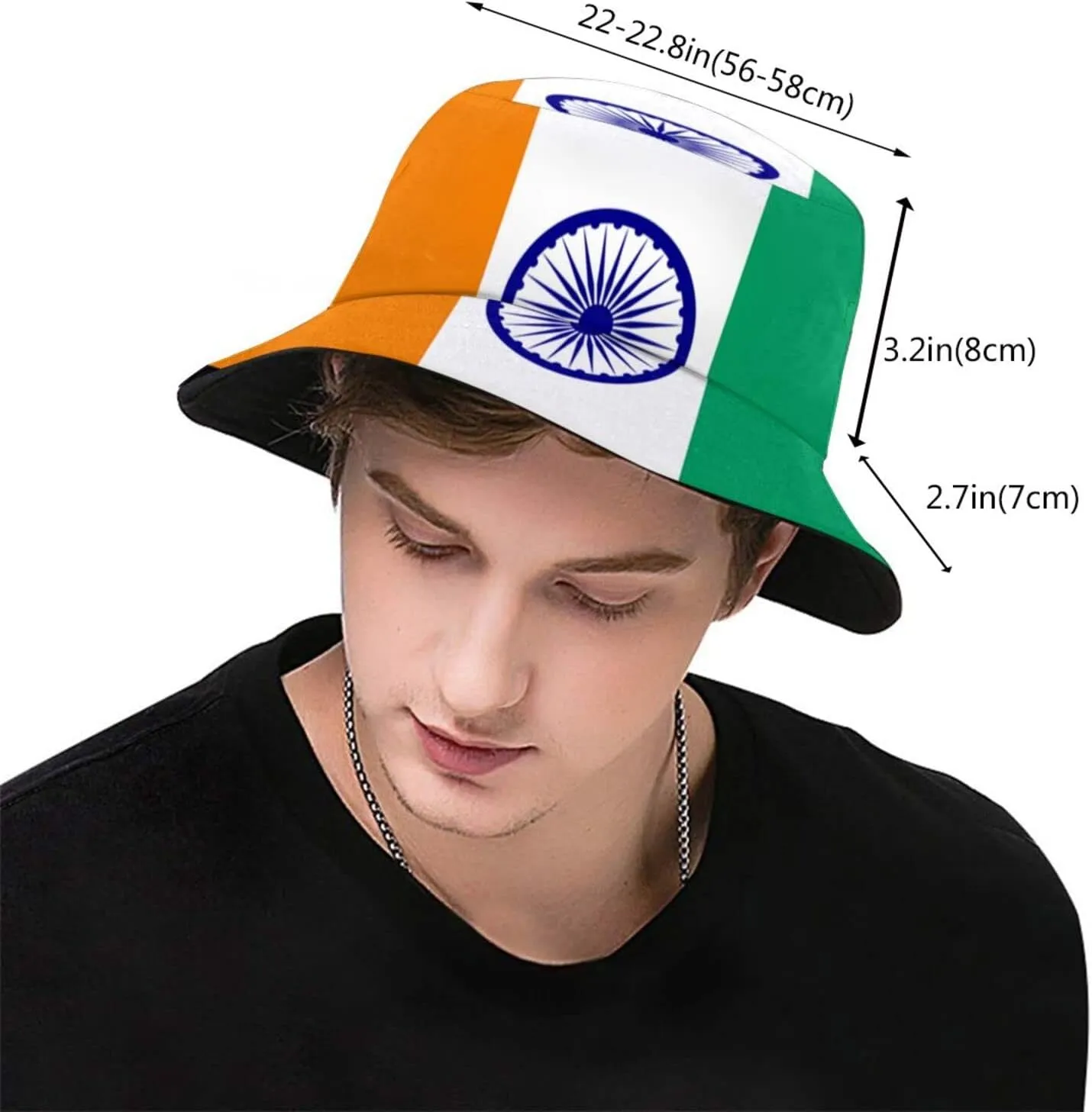 India Flag Indian Bucket Hat Packable Sun Protection Wide Brim Hats Outdoor Summer Travel Fisherman Hats for Men Women