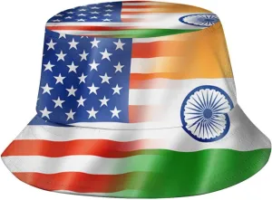 India Flag Indian Bucket Hat Packable Sun Protection Wide Brim Hats Outdoor Summer Travel Fisherman Hats for Men Women