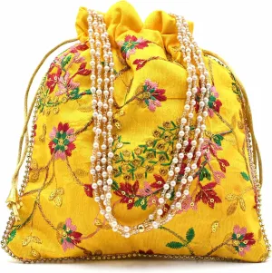 Indian Handmade Potli Bag Women's Embroidered Clutch Purse Pouch Drawstring Bag Wedding Favor Return Gift For Guests