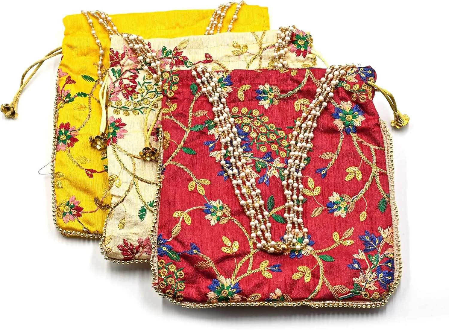 Indian Handmade Potli Bag Women's Embroidered Clutch Purse Pouch Drawstring Bag Wedding Favor Return Gift For Guests
