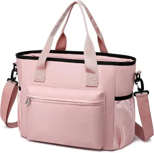 Insulated Lunch Box for Women Men Adults,Adjustable Shoulder Strap Reusable Lunch Bag for Office Work Picnic Camping Beach Outdoor Large Lunch Bag-Pink