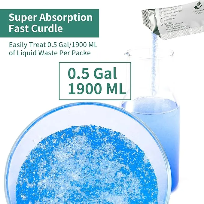 INSYOHO 20pc Porta Potty Chemicals, Poo gel for Portable Toilet, Camping Toilet Chemicals,Eco Absorbent Gel Liquid Waste Gelling Deodorizing Powder,Emergency Urine Absorber