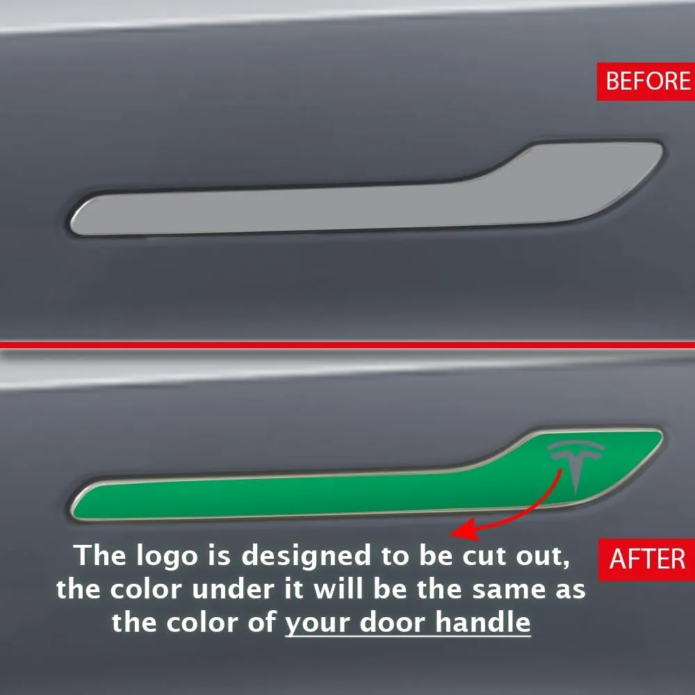 IPG Compatible for Model 3 / Model Y Door Handle Decal Sticker Wrap Kit (Set of 4) with Tesla Logo Personalize Your Tesla (Reflective Series - Green)