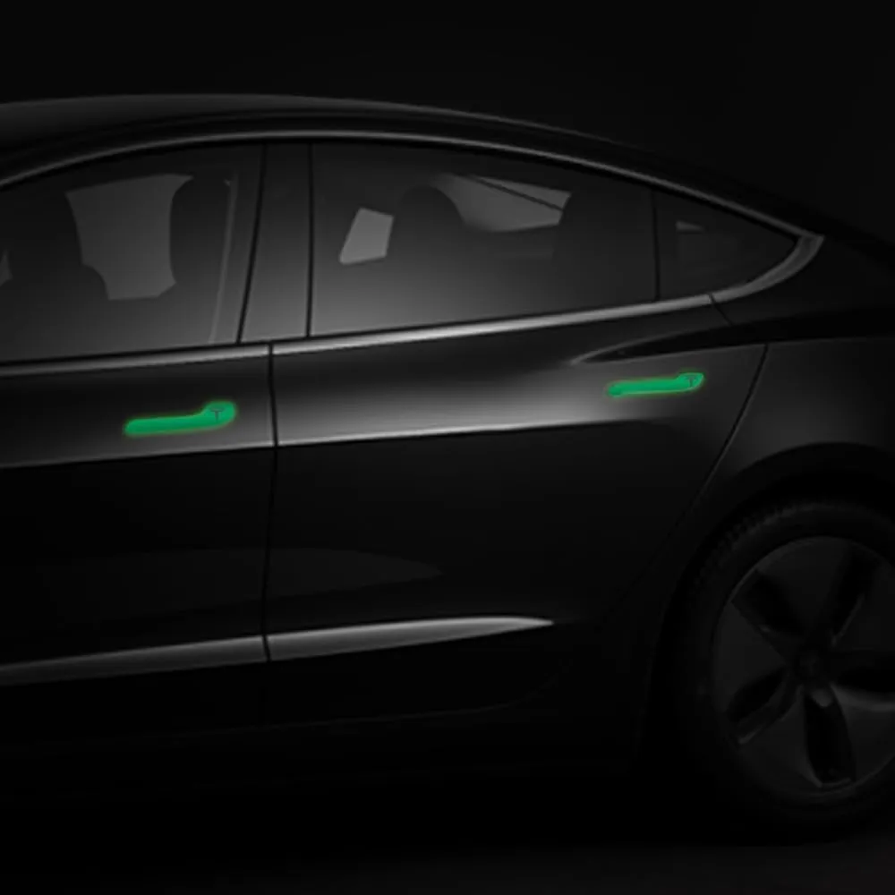 IPG Compatible for Model 3 / Model Y Door Handle Decal Sticker Wrap Kit (Set of 4) with Tesla Logo Personalize Your Tesla (Reflective Series - Green)