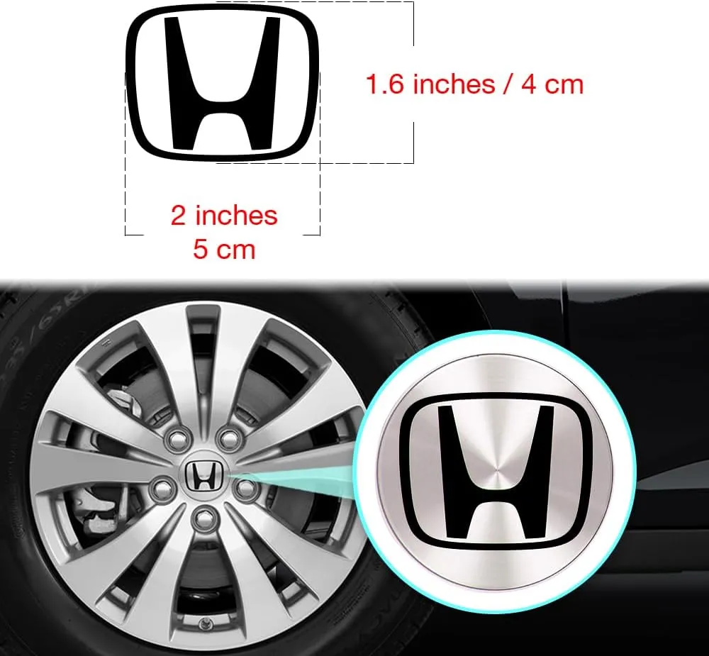 IPG Compatible with Accord Civic Element CRV CRZ JDM Center Cap Overlay Wheel Tire Decals Stickers (Logo: 2" / Center Cap:2.25") (4 Units) Personalize Your Vehicle (Solid Black)