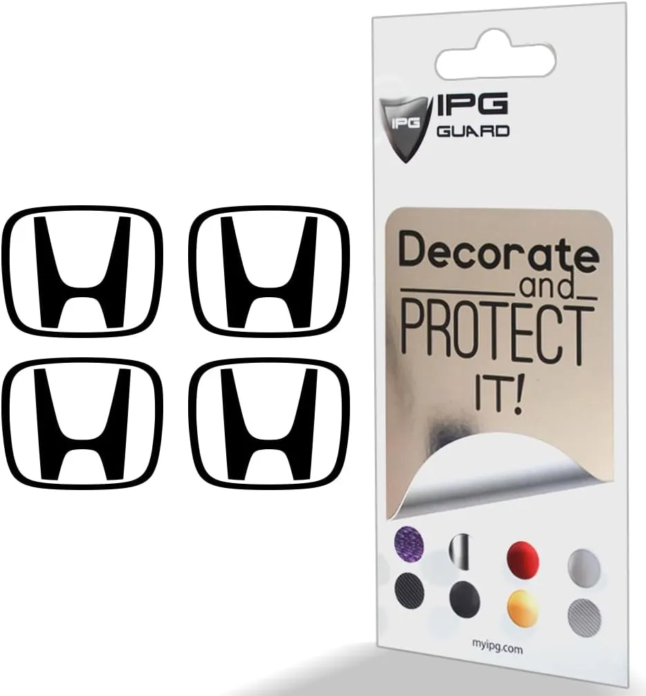 IPG Compatible with Accord Civic Element CRV CRZ JDM Center Cap Overlay Wheel Tire Decals Stickers (Logo: 2" / Center Cap:2.25") (4 Units) Personalize Your Vehicle (Solid Black)