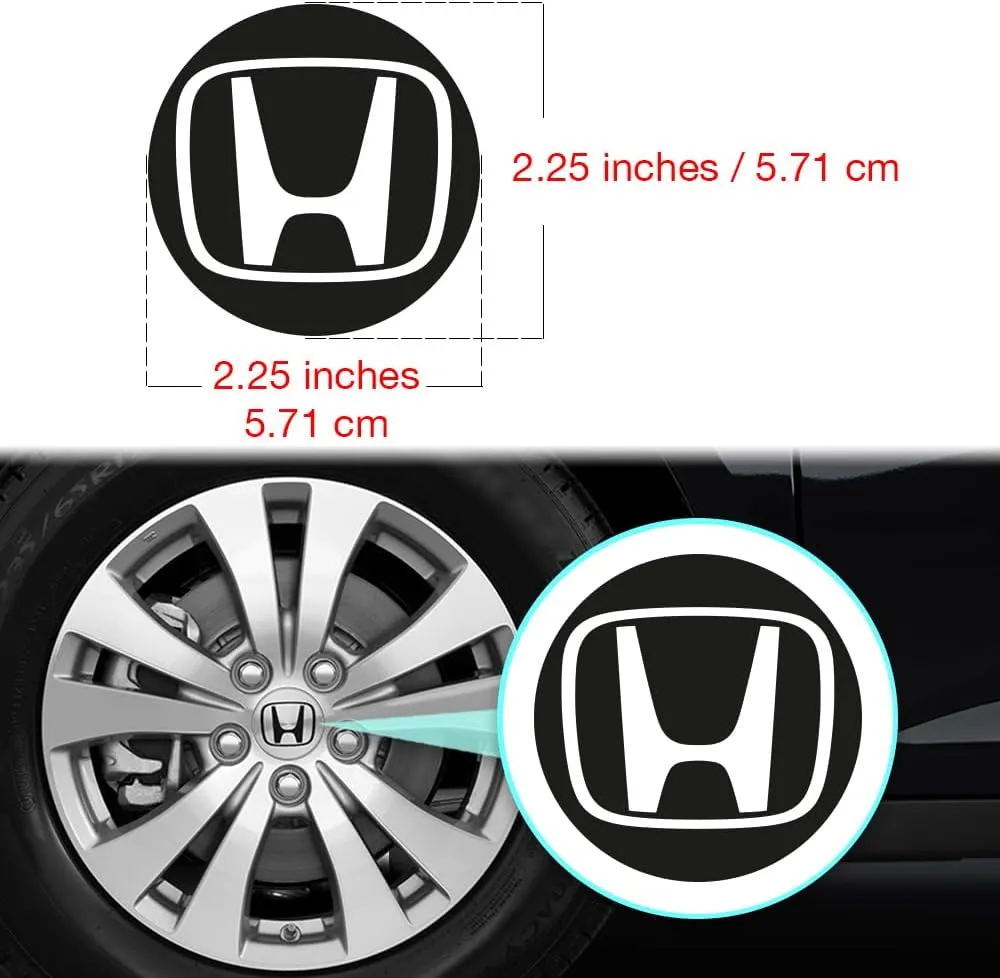 IPG Compatible with Civic Accord CRV VTEC Si Logo Cap Inner or Outer Stckers Dcals (Center Cap:2.25") (4 Units) (Solid Black, Outer Logo)