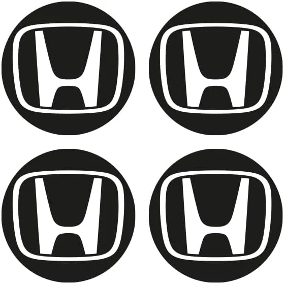 IPG Compatible with Civic Accord CRV VTEC Si Logo Cap Inner or Outer Stckers Dcals (Center Cap:2.25") (4 Units) (Solid Black, Outer Logo)