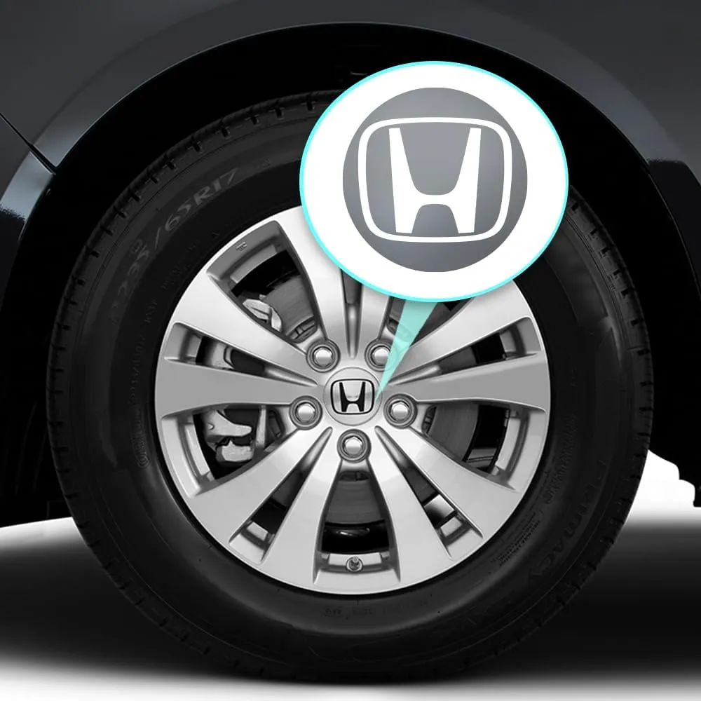 IPG Compatible with Civic Accord CRV VTEC Si Logo Center Cap Overlay Wheel Tire Decals Inner or Outer Stickers (Center Cap:2.25") (4 Units) (Gloss Silver, Outer Logo)