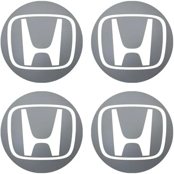 IPG Compatible with Civic Accord CRV VTEC Si Logo Center Cap Overlay Wheel Tire Decals Inner or Outer Stickers (Center Cap:2.25") (4 Units) (Gloss Silver, Outer Logo)