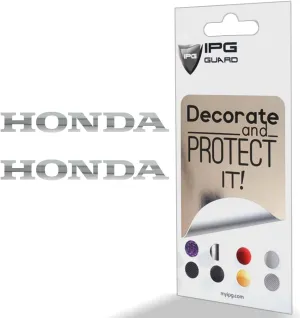 IPG Compatible with Honda Logo Letter 6" Vinyl Decal Sticker (2 Units) Carbon Fiber Cover Wrap Skin Do it Yourself Stickers Set Personalize Your Vehicle (Silver Chrome)