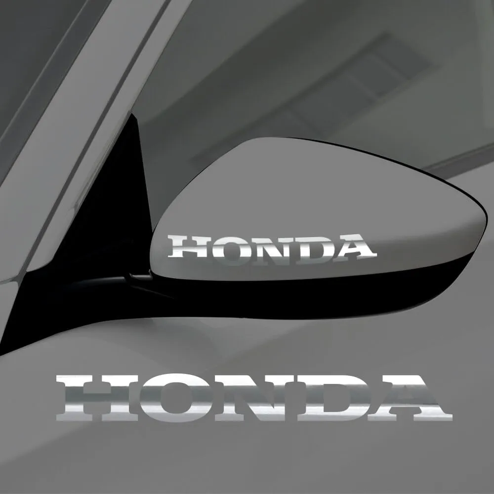 IPG Compatible with Honda Logo Letter 6" Vinyl Decal Sticker (2 Units) Carbon Fiber Cover Wrap Skin Do it Yourself Stickers Set Personalize Your Vehicle (Silver Chrome)