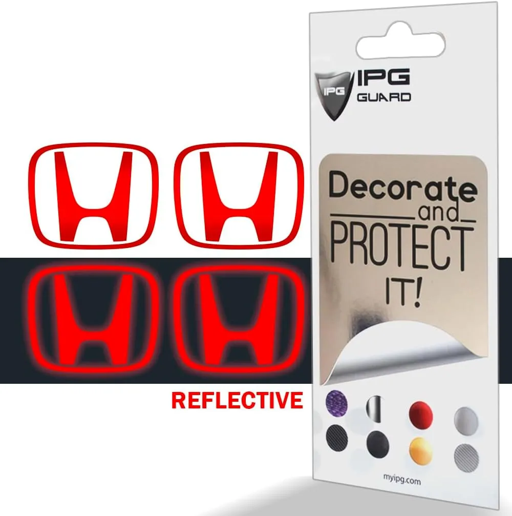 IPG Decal Made for Civic Accord CRV VTEC Si Logo Cap Inner or Outer Stckers Dcals (Center Cap:2.25") (4 Units) (Reflective Series - Red, Inner Logo)