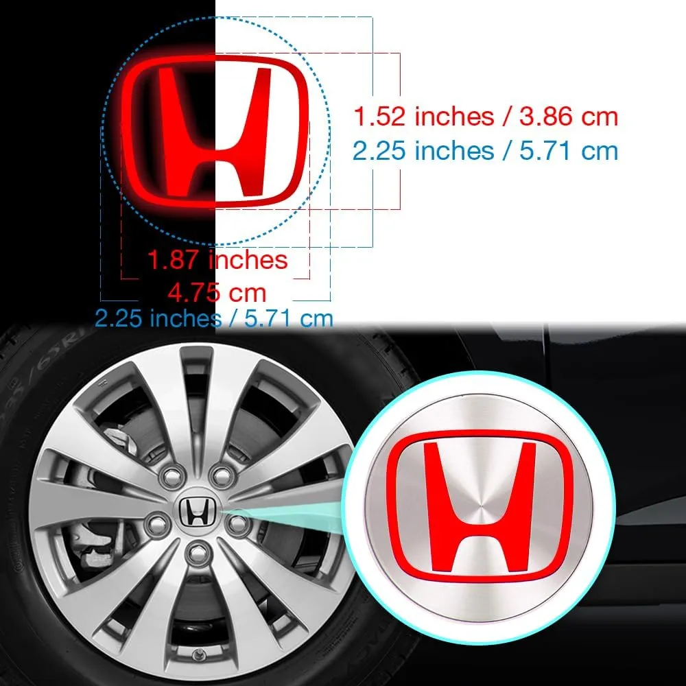 IPG Decal Made for Civic Accord CRV VTEC Si Logo Cap Inner or Outer Stckers Dcals (Center Cap:2.25") (4 Units) (Reflective Series - Red, Inner Logo)