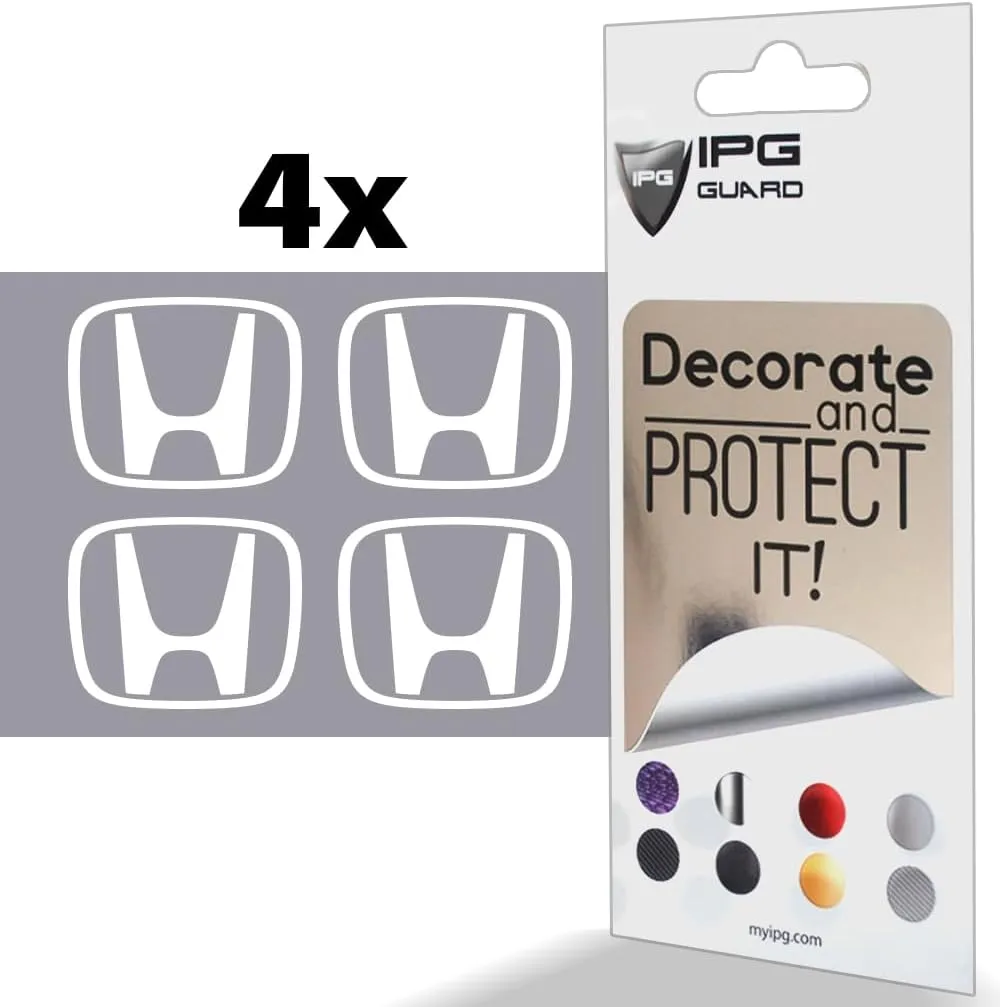 IPG Decal Made for Crosstour Accord Element CRV CRZ Ridgeline Odyssey Pilot Logo Center Cap Overlay Wheel Tire Decals Stickers (Logo: 2.25" / Center Cap:2.75")(4 Units) (Gloss White)