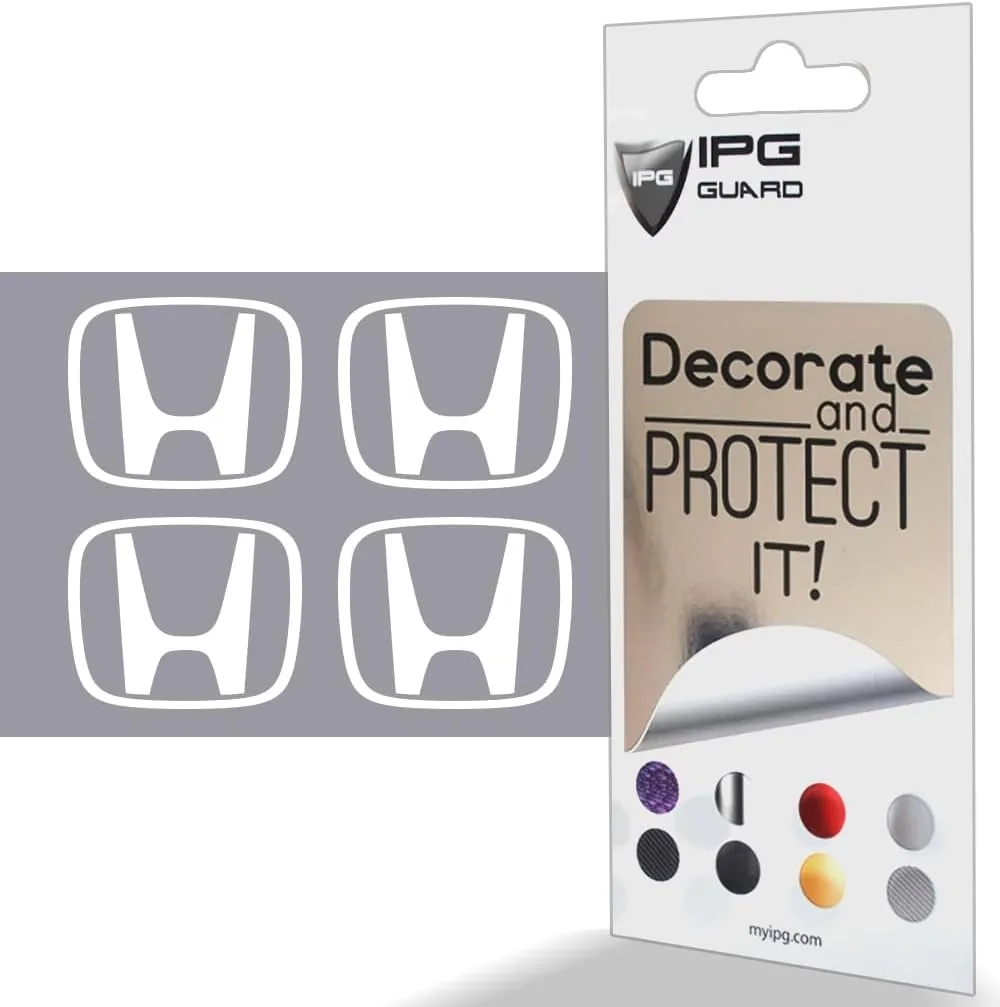 IPG Decal Made for Crosstour Accord Element CRV CRZ Ridgeline Odyssey Pilot Logo Center Cap Overlay Wheel Tire Decals Stickers (Logo: 2.25" / Center Cap:2.75")(4 Units) (Gloss White)