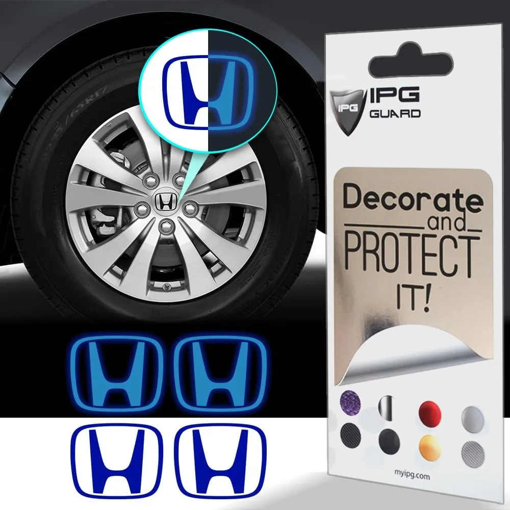 IPG Decal Made for Crosstour Accord Element CRV CRZ Ridgeline Odyssey Pilot Logo Center Cap Overlay Wheel Tire Decals Stickers (Logo: 2.25" / Center Cap:2.75")(4 Units) (Reflective Blue)