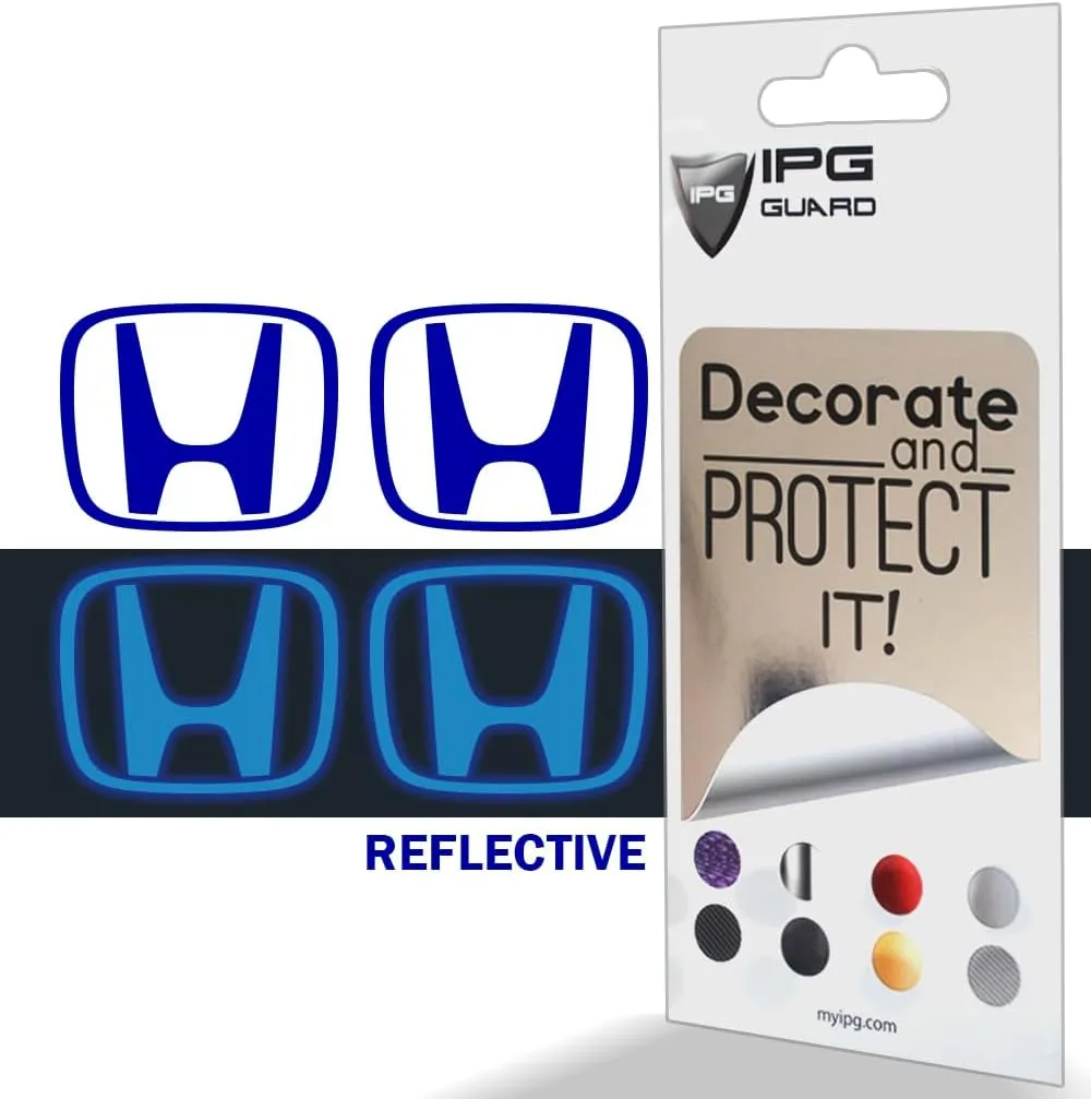 IPG Decal Made for Crosstour Accord Element CRV CRZ Ridgeline Odyssey Pilot Logo Center Cap Overlay Wheel Tire Decals Stickers (Logo: 2.25" / Center Cap:2.75")(4 Units) (Reflective Blue)