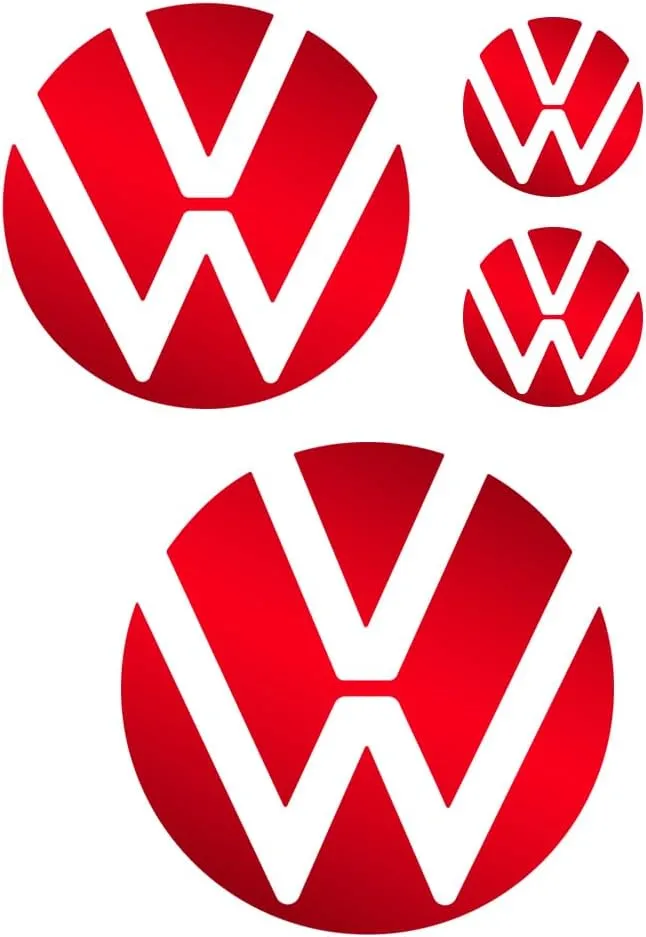 IPG Decal Made for Volkswagen 2021 Passat Polo Tiguan Golf Rear/Front Emblem Logo Decals Stickers Set (4 Units) (Pearl Red)