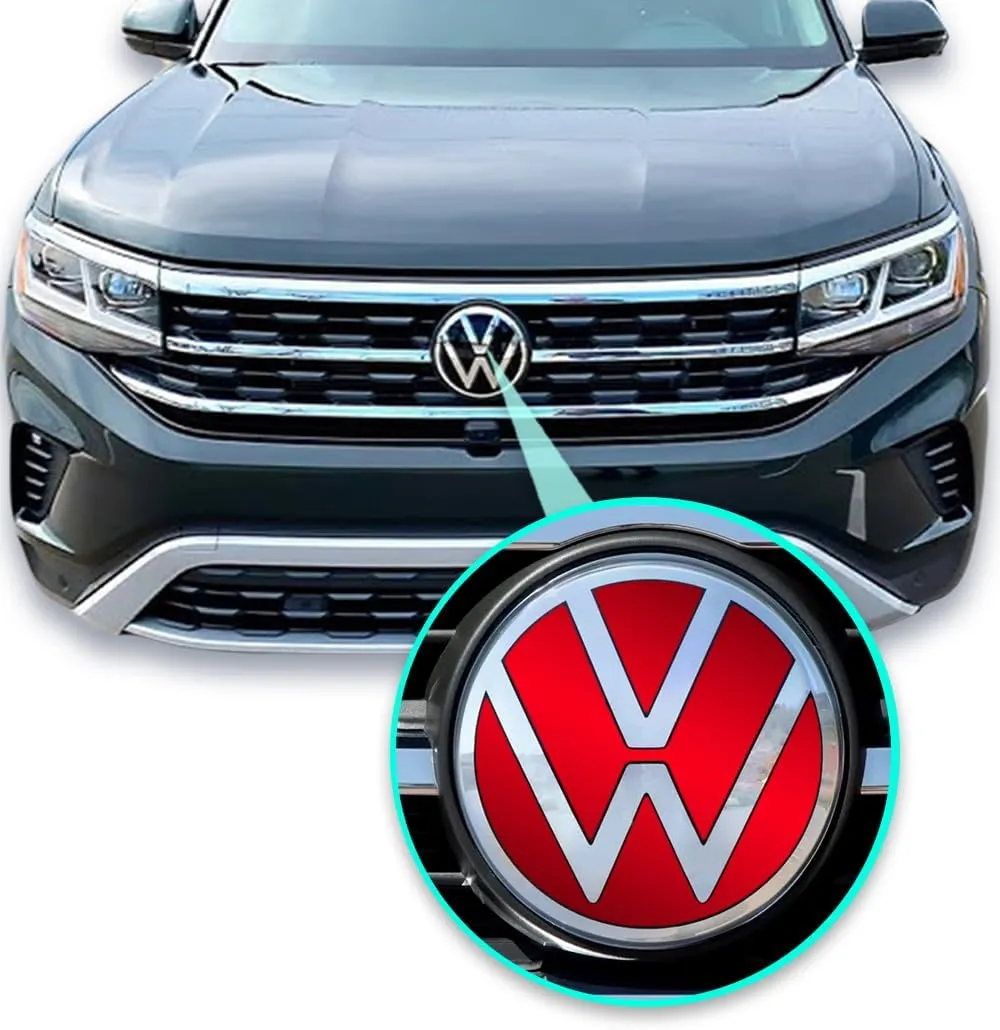 IPG Decal Made for Volkswagen 2021 Passat Polo Tiguan Golf Rear/Front Emblem Logo Decals Stickers Set (4 Units) (Pearl Red)