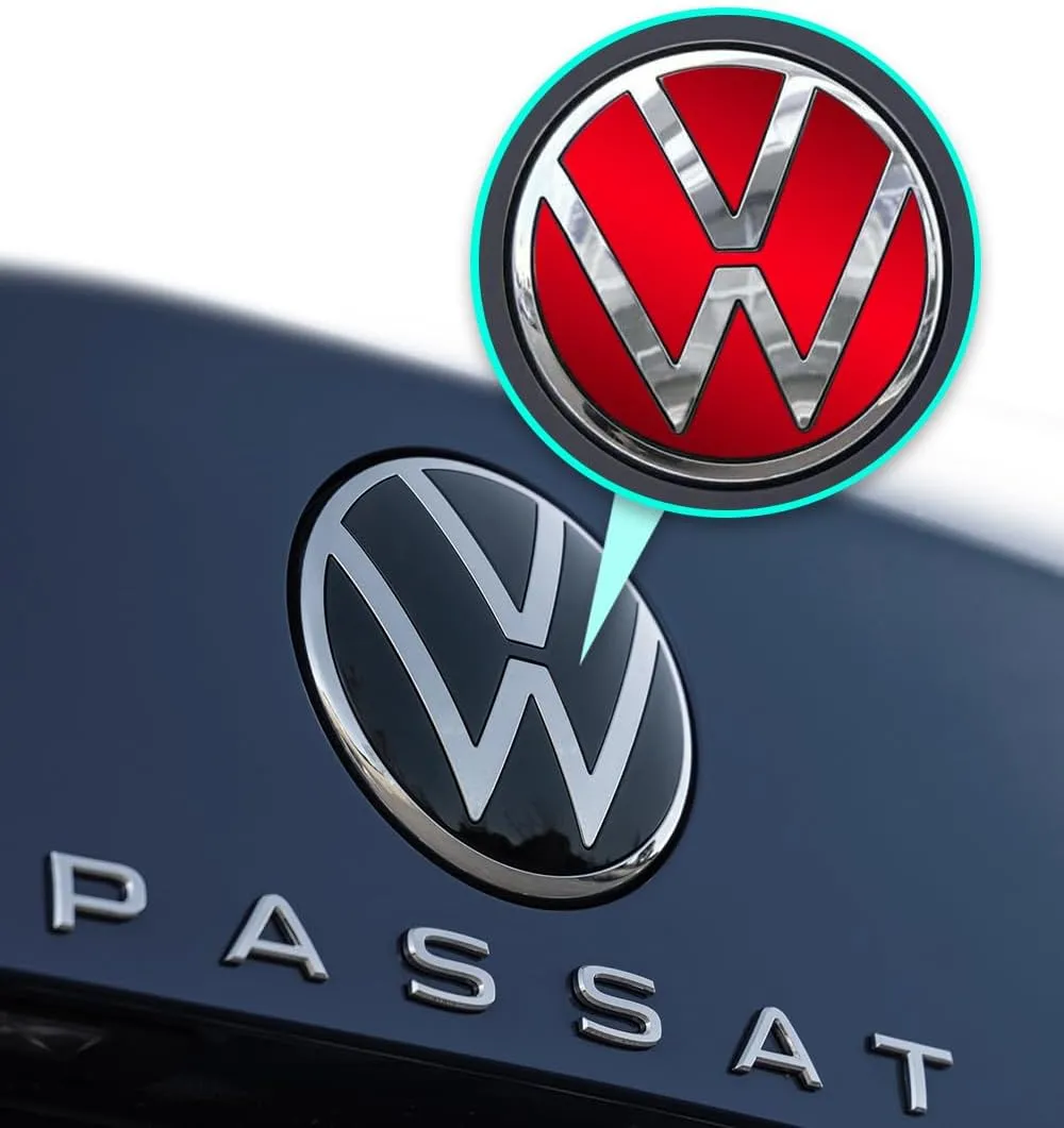 IPG Decal Made for Volkswagen 2021 Passat Polo Tiguan Golf Rear/Front Emblem Logo Decals Stickers Set (4 Units) (Pearl Red)