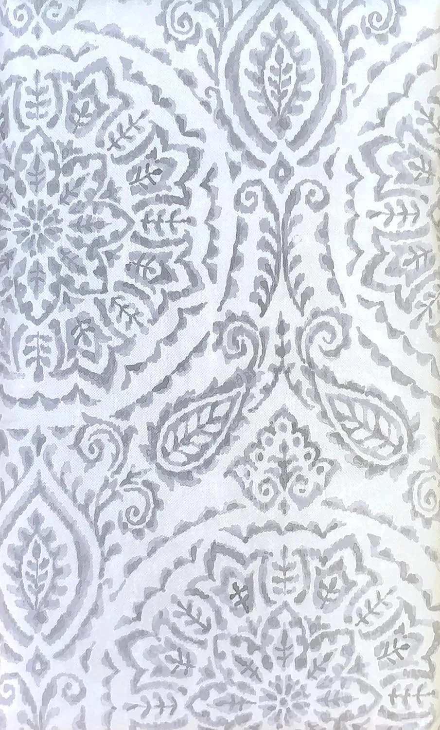 Island Paradise Savannah Boho Paisley Vinyl Tablecloth with Flannel Backing (Gray, 52" x 70" Oblong)