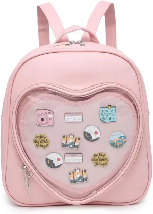 Ita Bag Backpack PU Leather Heart Shaped Purse JK Uniform Bags for Anime Pins Display