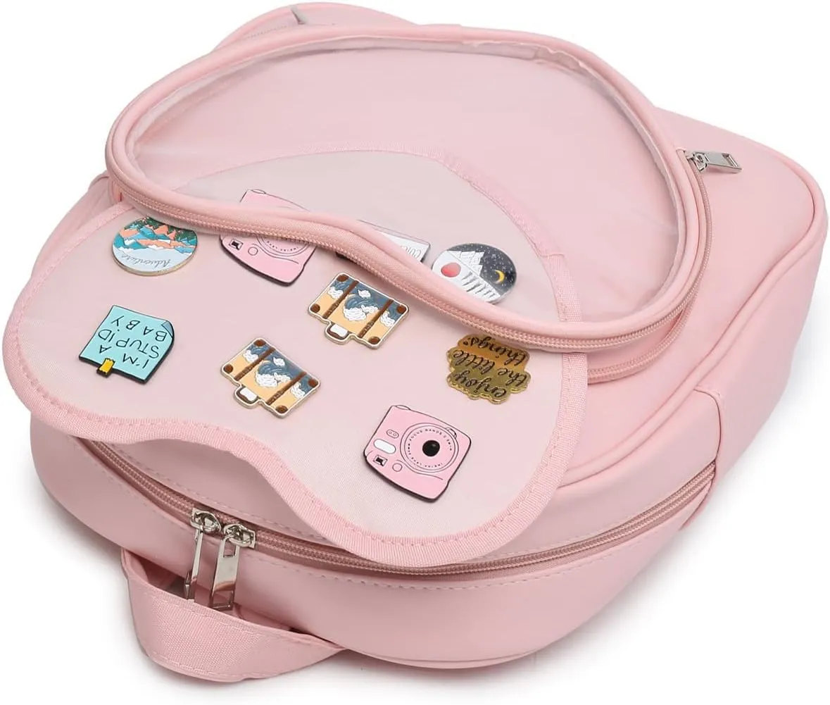 Ita Bag Backpack PU Leather Heart Shaped Purse JK Uniform Bags for Anime Pins Display