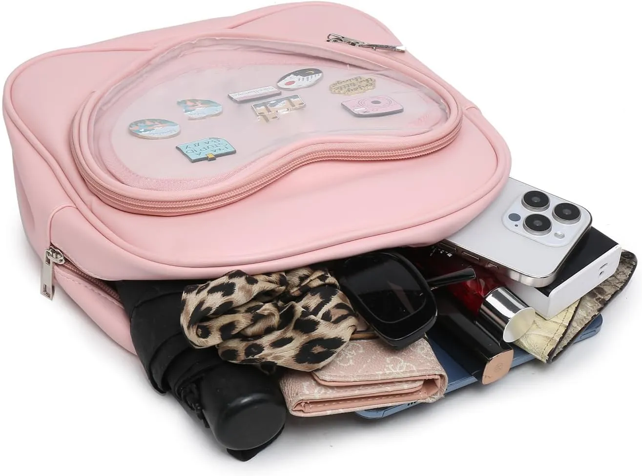 Ita Bag Backpack PU Leather Heart Shaped Purse JK Uniform Bags for Anime Pins Display