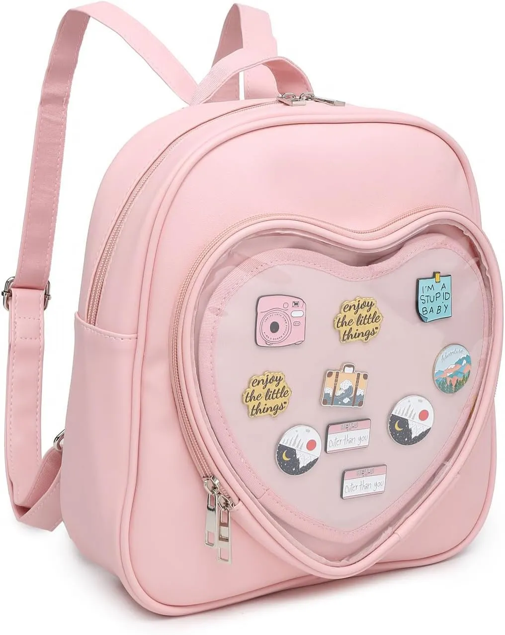 Ita Bag Backpack PU Leather Heart Shaped Purse JK Uniform Bags for Anime Pins Display