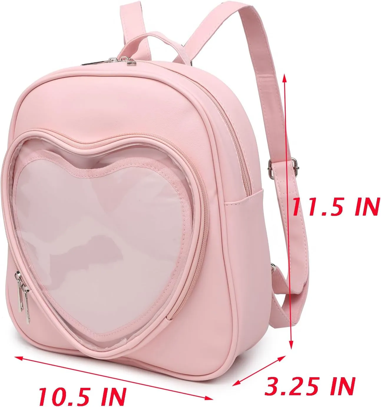 Ita Bag Backpack PU Leather Heart Shaped Purse JK Uniform Bags for Anime Pins Display