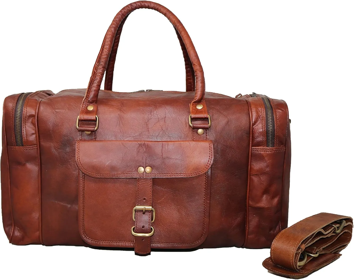 Jaald 20" Leather Duffle Bag Travel Carry-on Luggage overnight Gym weekender bag