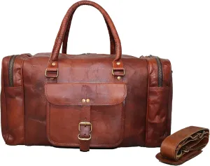 Jaald 20" Leather Duffle Bag Travel Carry-on Luggage overnight Gym weekender bag