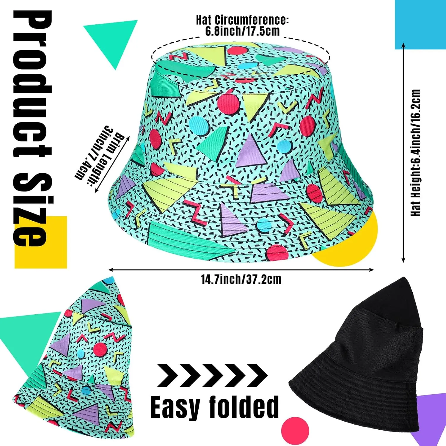 JenPen 2 Pcs 80s 90s Fanny Pack Bucket Hats Set for Men Women Retro Accessories for Summer Sports Party