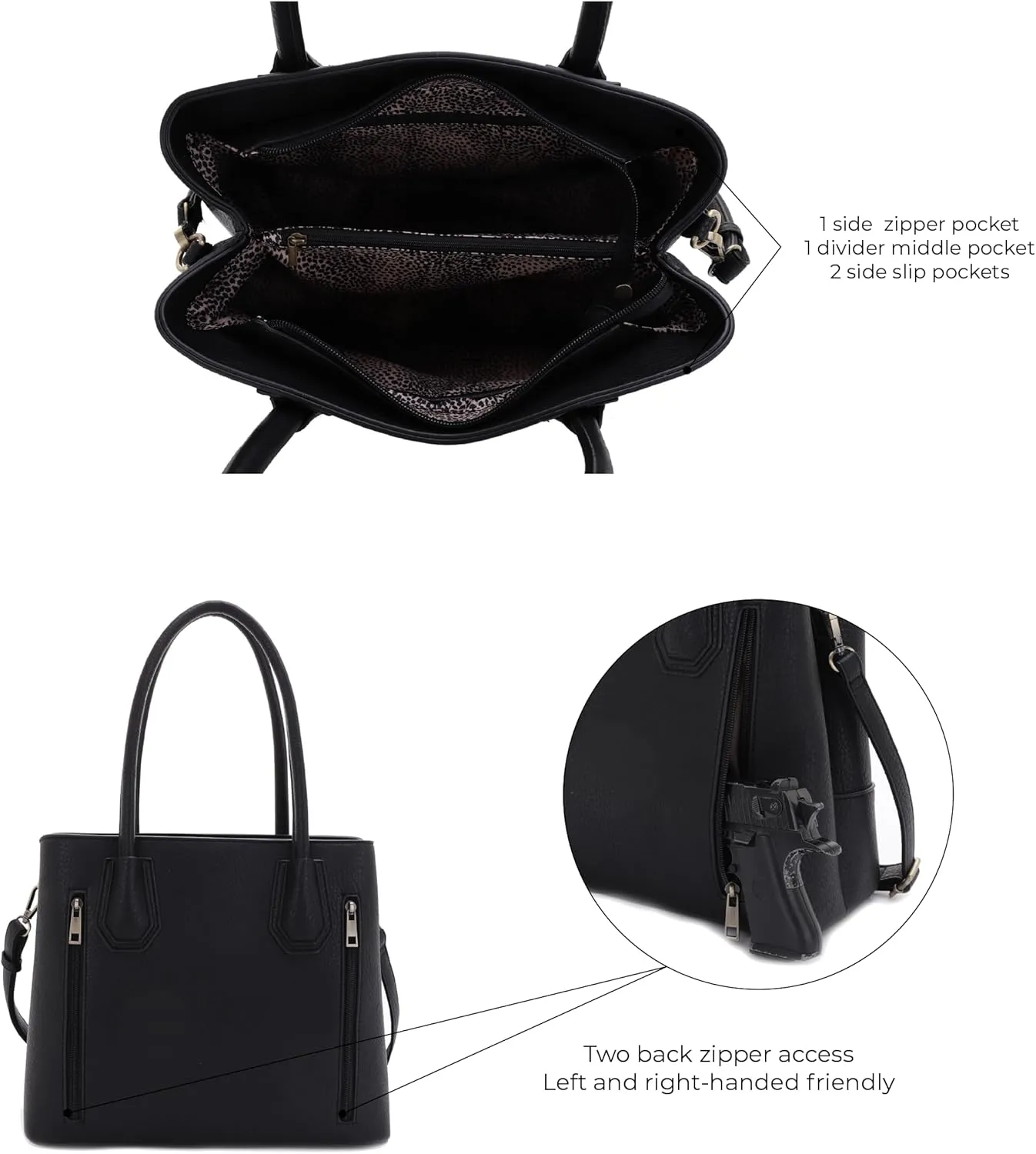JESSIE & JAMES Concealed Carry Tote Bag Top Handle Satchel Purse