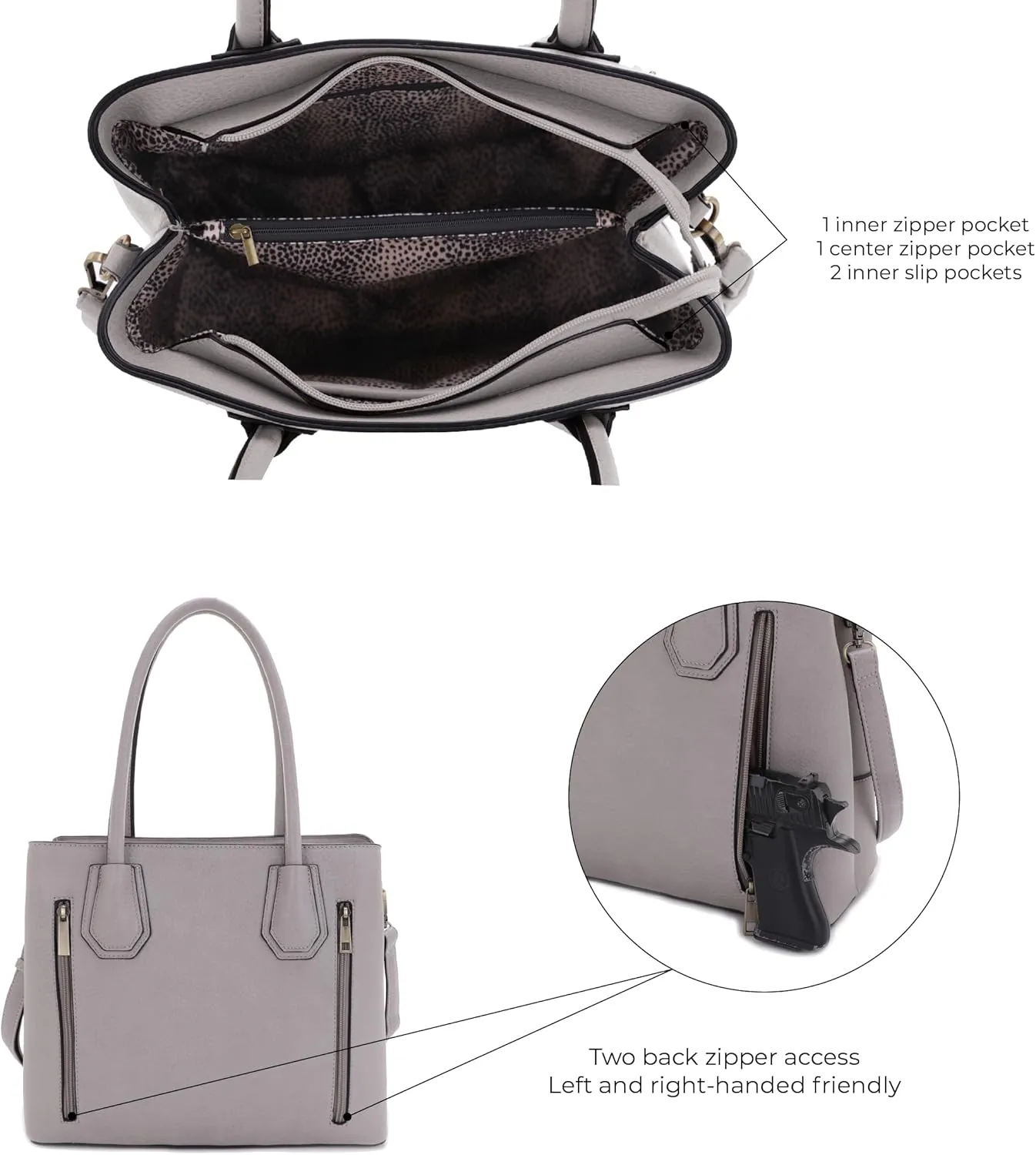 JESSIE & JAMES Concealed Carry Tote Bag Top Handle Satchel Purse
