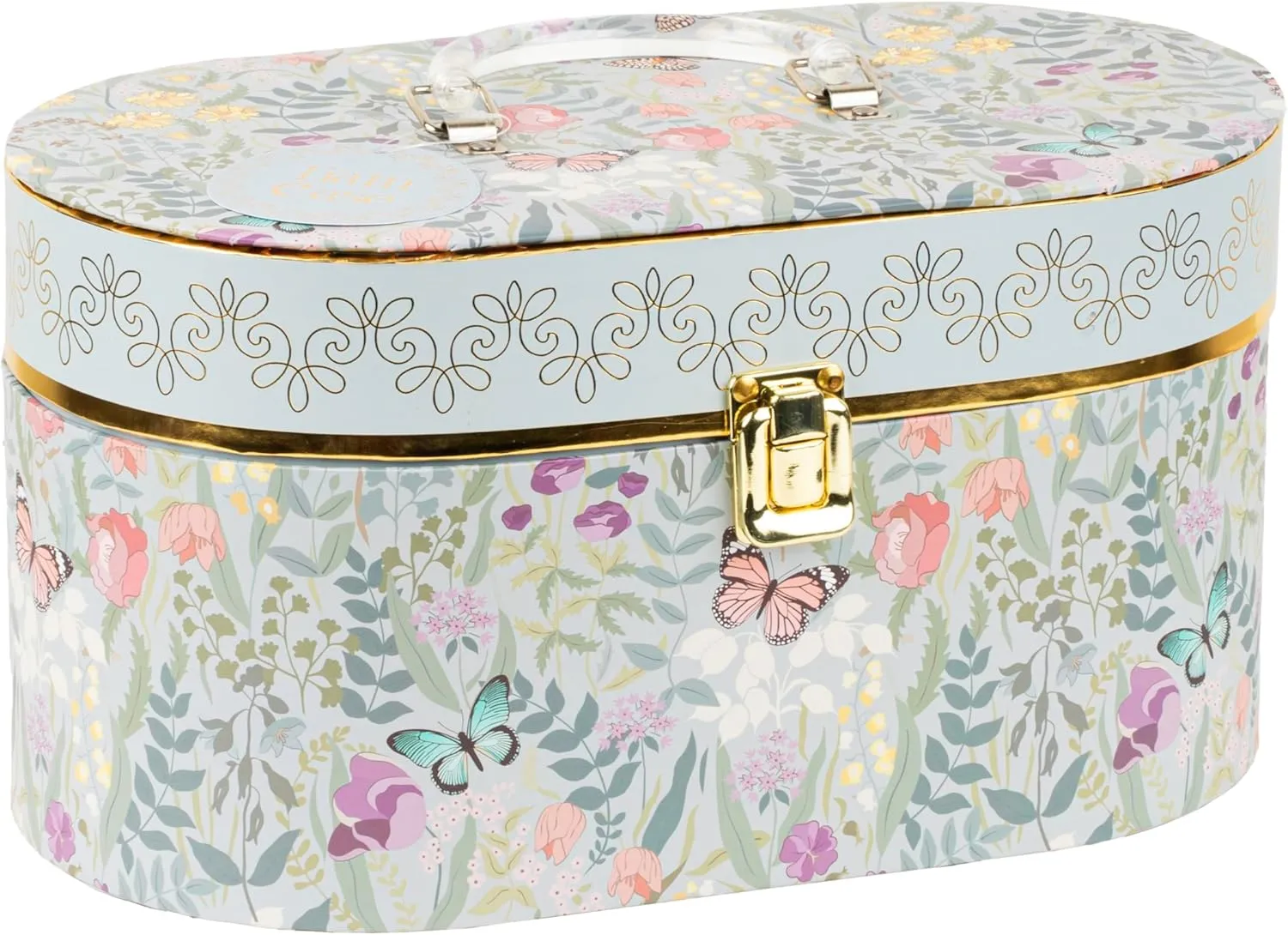 Jewelry and Makeup Storage Train Case with Mirror – Elegant Floral Organizer for Women, Portable Travel Vanity Case with Multi-Compartment Design