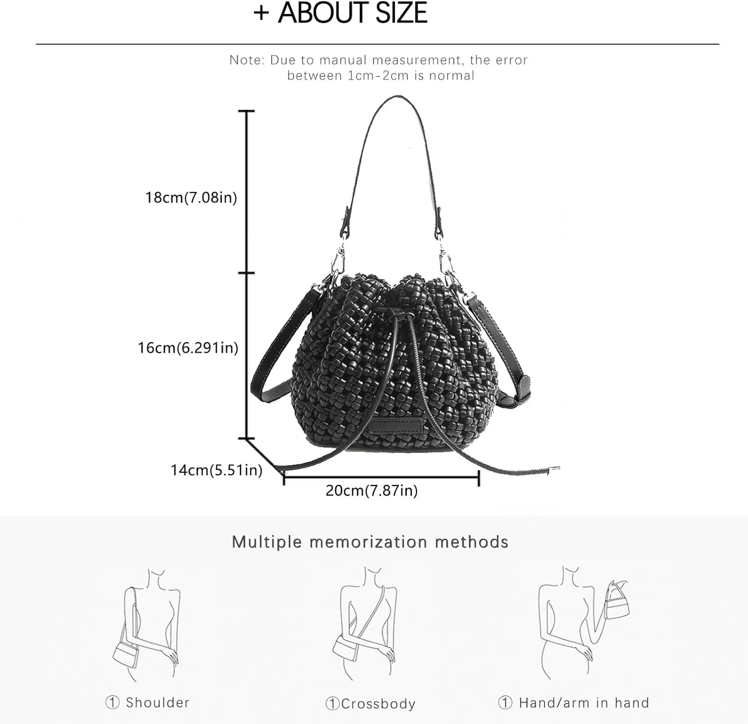 JINMANXUE Fashion Hollow Bucket Tote Bag For Women, Crossbody Female Handbag Woven Silk bag Leisure Leather Shoulder Bag